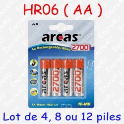 4 accus rechargeables 2700 mAh AA R6 R06 LR6 LR061,2V