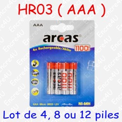 4 accus rechargeables 1100 mAh AAA R3 R03 LR3 LR03 1,2V
