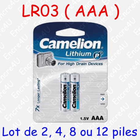 Piles Lithium : AAA LR3 FR3 LR03 R3 R03 MN2400 L92 1,5V 1,5 volt