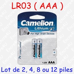2 piles Lithium AAA LR3 FR3 LR03 R3 R03 MN2400 L92 1,5V