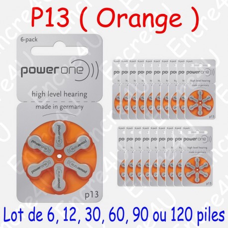 6 Piles Auditives P13 ORANGE VARTA PR48 DA13 AC13 ZA13 13AE 13DS A13 PR13H R26+