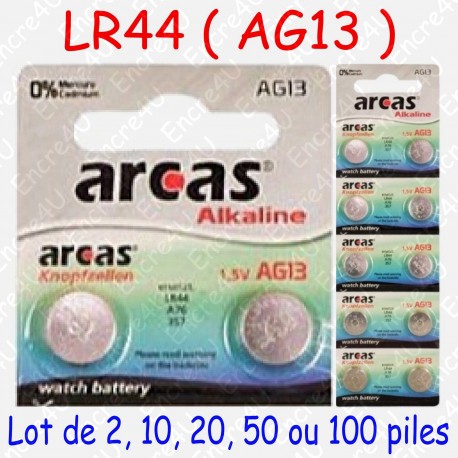 Piles Alcaline : AG13 LR44 LR1154 357 1,5V 1,5 volt