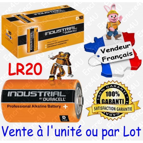 LR20 PILES BATONS ALCALINES DURACELL 1.5 V L'UNITE