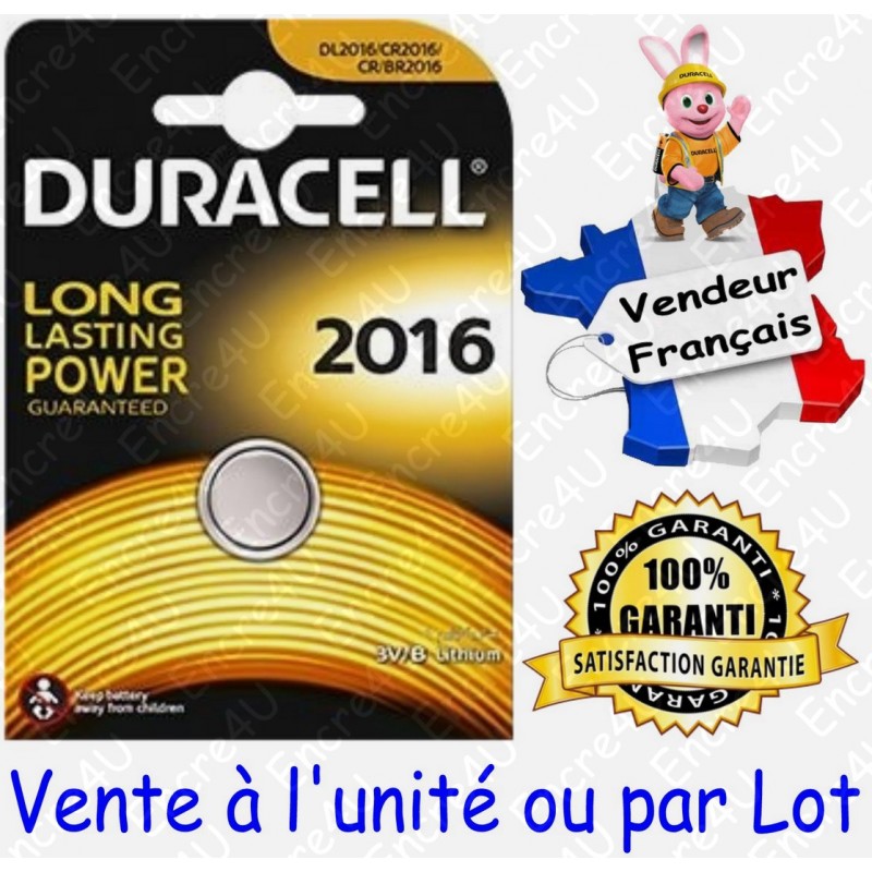 Piles CR2016 Duracell Bouton Lithium 3V