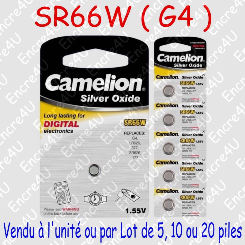 Pile Oxyde d'Argent : G4 SR66W 177 377 SR626 LR626 1,55V 1,55 volt