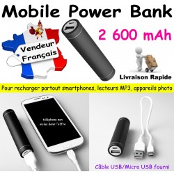 Power Bank 2 600 mAh NOIR COQUE ALUMINIUM