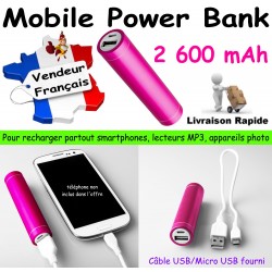 Power Bank 2 600 mAh ROSE COQUE ALUMINIUM