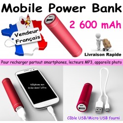 Power Bank 2 600 mAh ROUGE COQUE ALUMINIUM