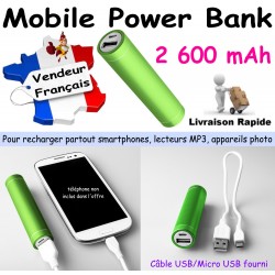 Power Bank 2 600 mAh VERT COQUE ALUMINIUM