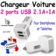 Chargeur de Voiture double Port USB 2,1A+1A