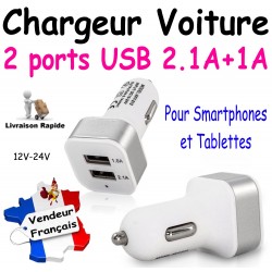 Chargeur de Voiture double Port USB 2,1A+1A