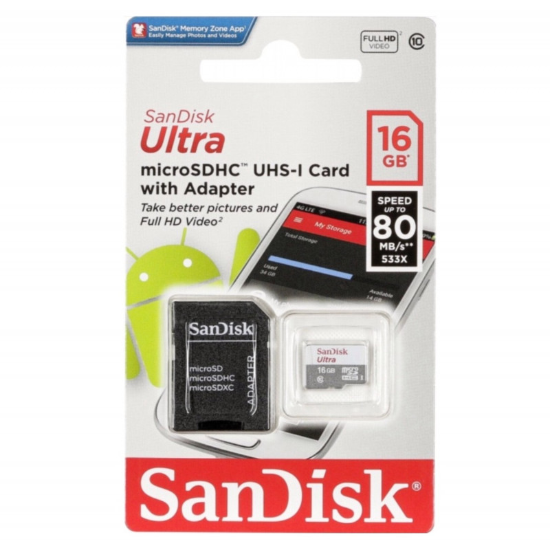 SANDISK - Carte mémoire - 16 Go Carte microSD Extreme avec