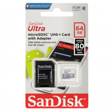Carte Micro SD SDXC UHS-1 64 Go Gb Giga SANDISK ULTRA