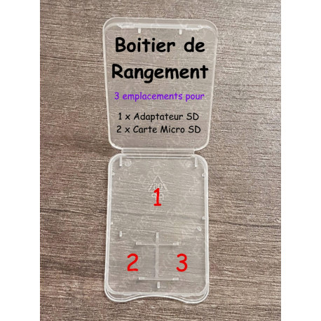 BOITE DE RANGEMENT POUR 4 CARTES MEMOIRES SD OU MICRO SD