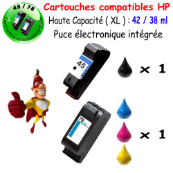 2 CARTOUCHES COMPATIBLES HP45/78 XL