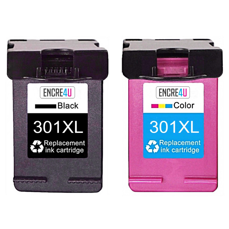 2 Cartouches d'encre compatibles avec HP 301 - 1 Noir + 1 Couleurs