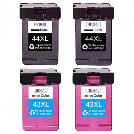4 CARTOUCHES COMPATIBLES LEXMARK 44/43 XL